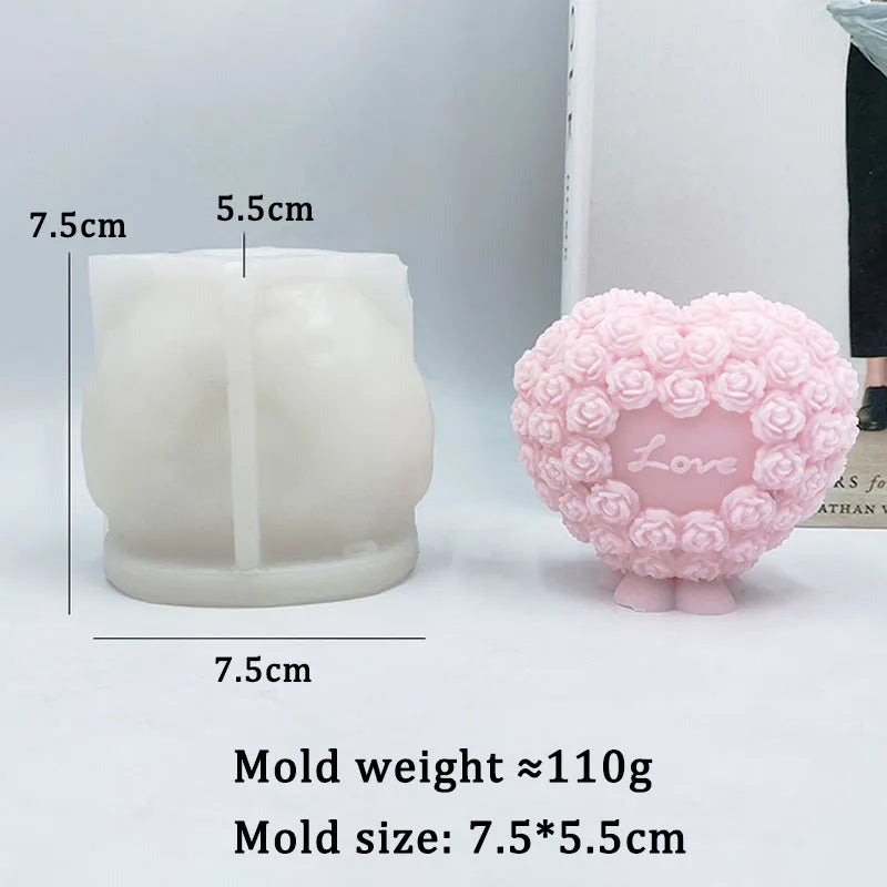 Rose Heart Shaped Candle Mould Silicone