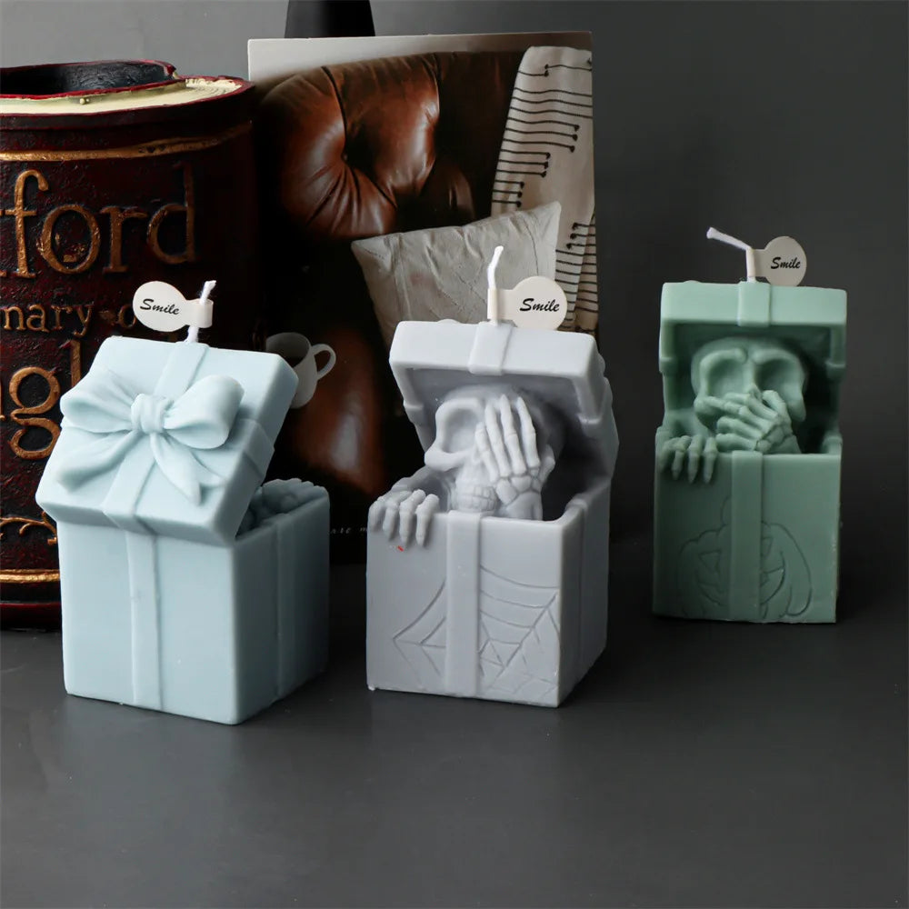 Skull Head Gift Box Candle Silicone Mould