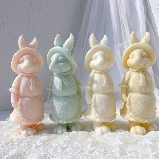 Apron Rabbit Girl Silicone Candle Moulds