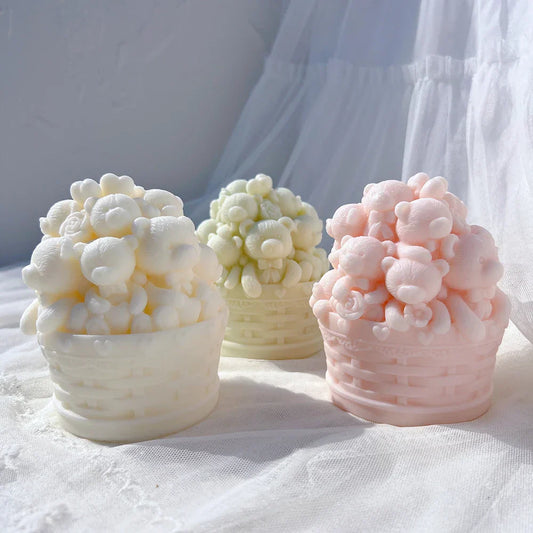 Cute Bear Basket Candle Mould