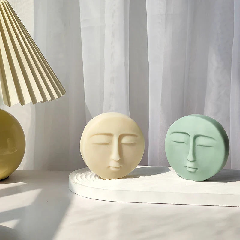 Circular Face Closed Eyes Silicone Candle Mould