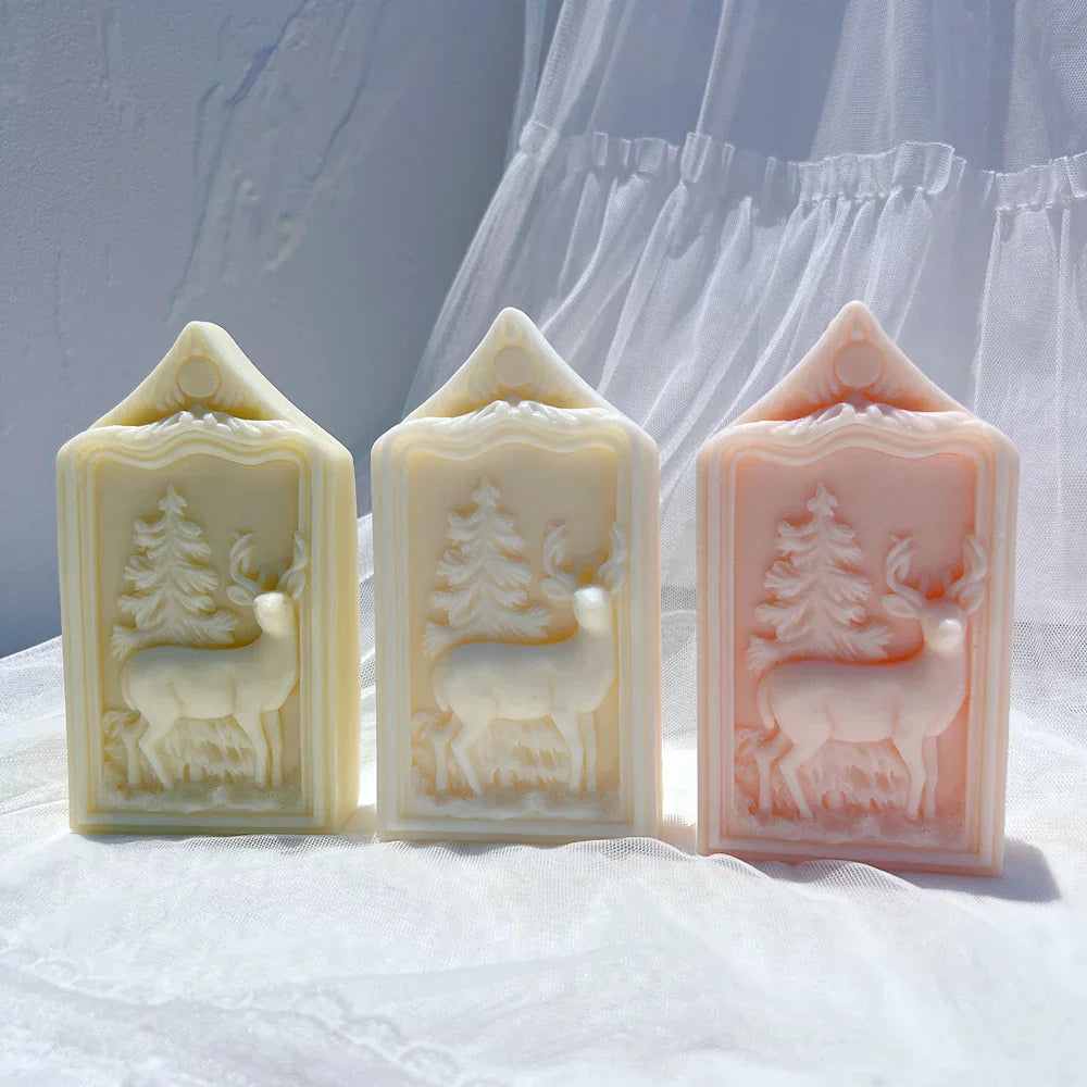 Reindeer Christmas Ornaments Silicone Candle Mould