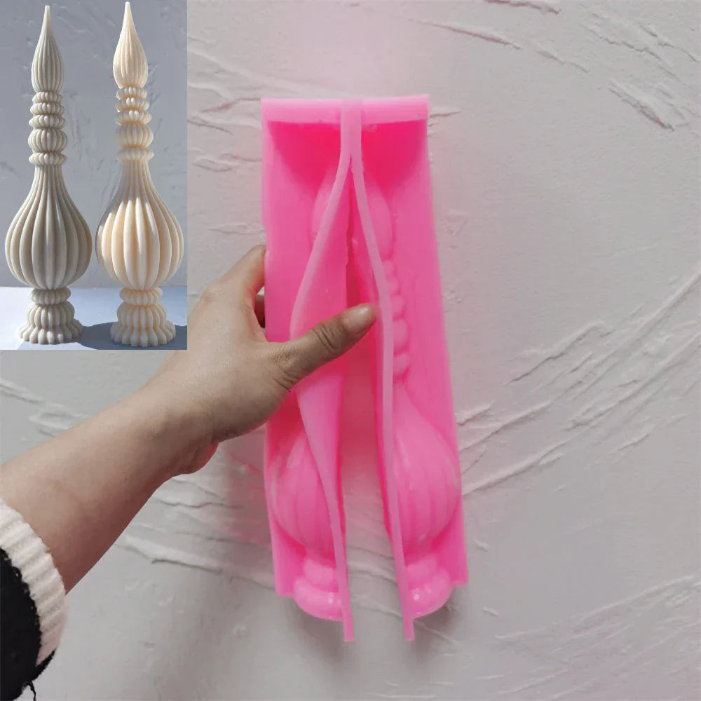 Tall Ribbed Pillar Candle Moulds