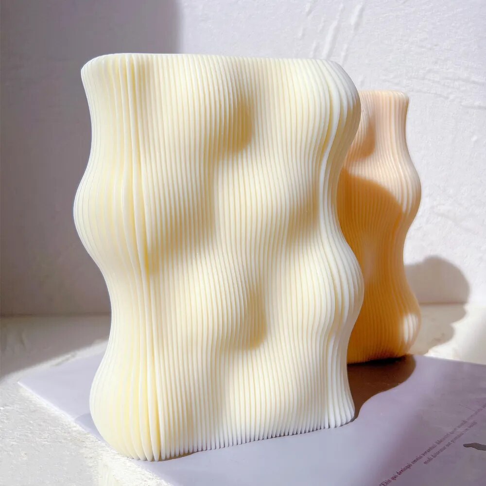 Wave Twirl Rectangle Ribbed Candle Moulds