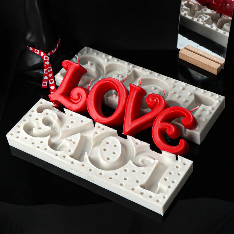Large Size Love Letters Candle Mould Valentine's Day Decor DIY