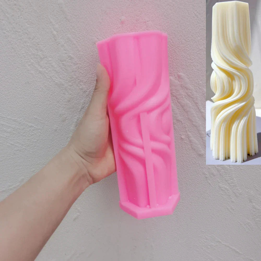 Wave Pillar Swirl Candle Silicone Mould