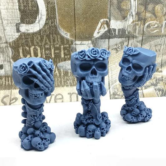 Halloween Skull Rose Candle Mould