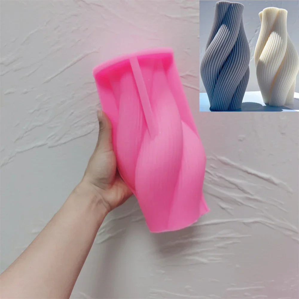 Ribbed Pillar Swirl Candle Moulds - Wave Twirl Spiral