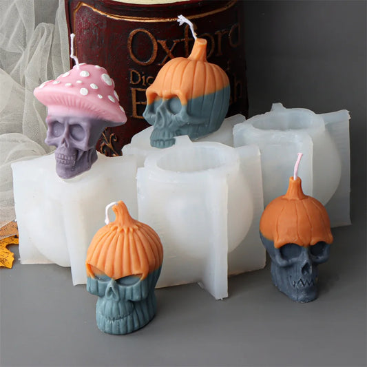 DIY Halloween Evil Pumpkin Skull Candle Mould