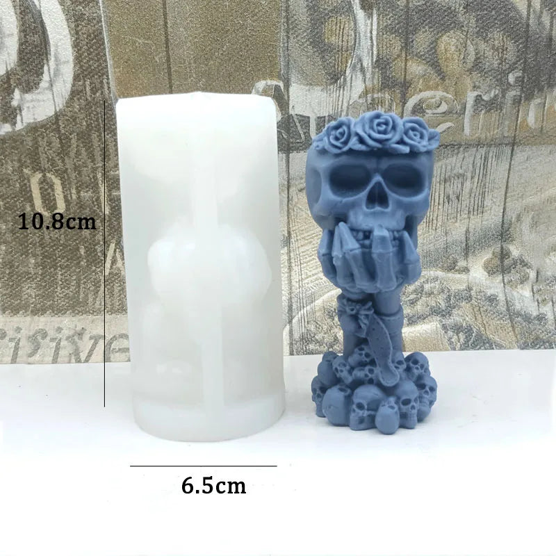 Halloween Skull Rose Candle Mould
