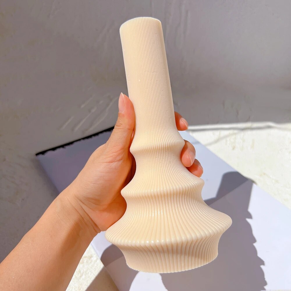 Abstract Cylindrical Striped Tall Pillar Candle Mould