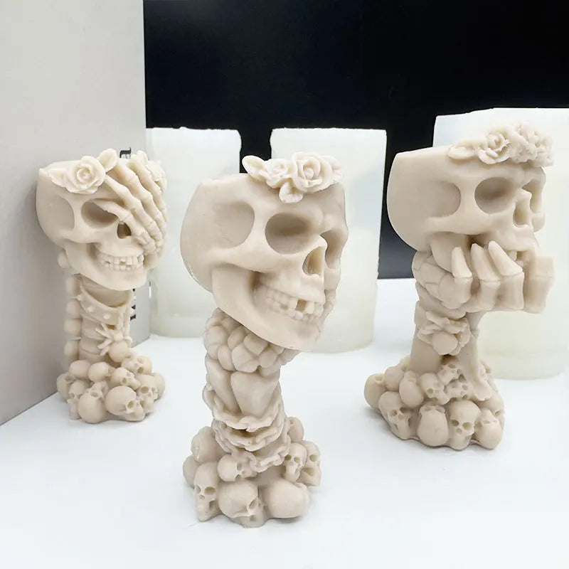 Halloween Skull Rose Candle Mould