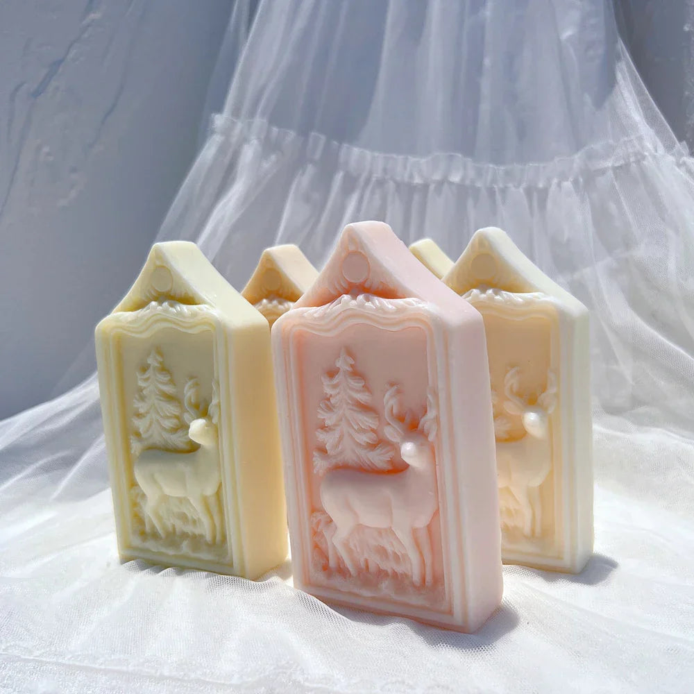 Reindeer Christmas Ornaments Silicone Candle Mould