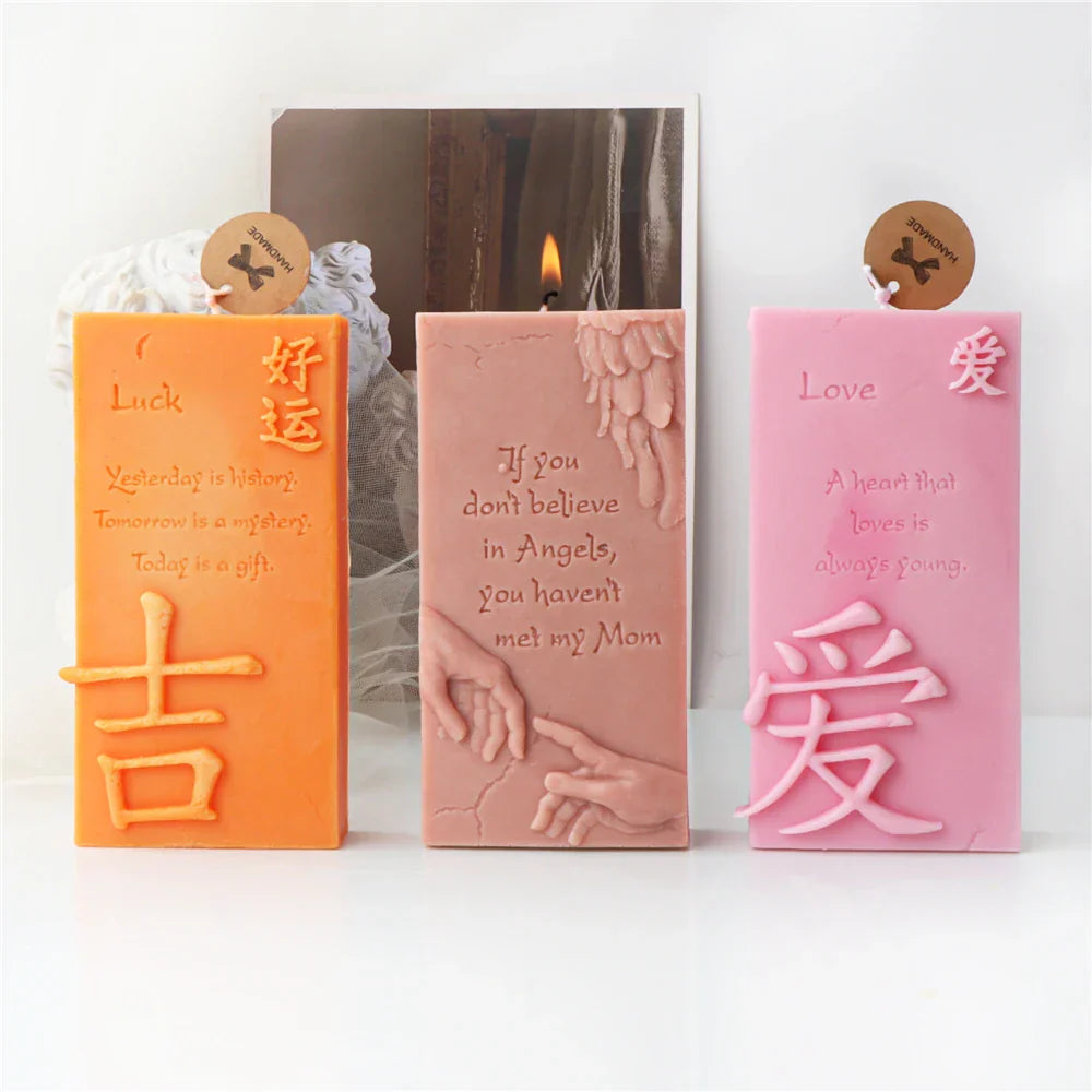 Luck Angel Slogan Letter Silicone Candle Mould