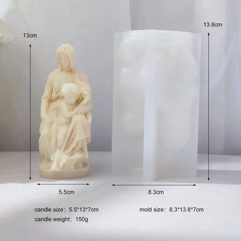 Virgin Mary Mother and Child Soy Wax Candle Mould