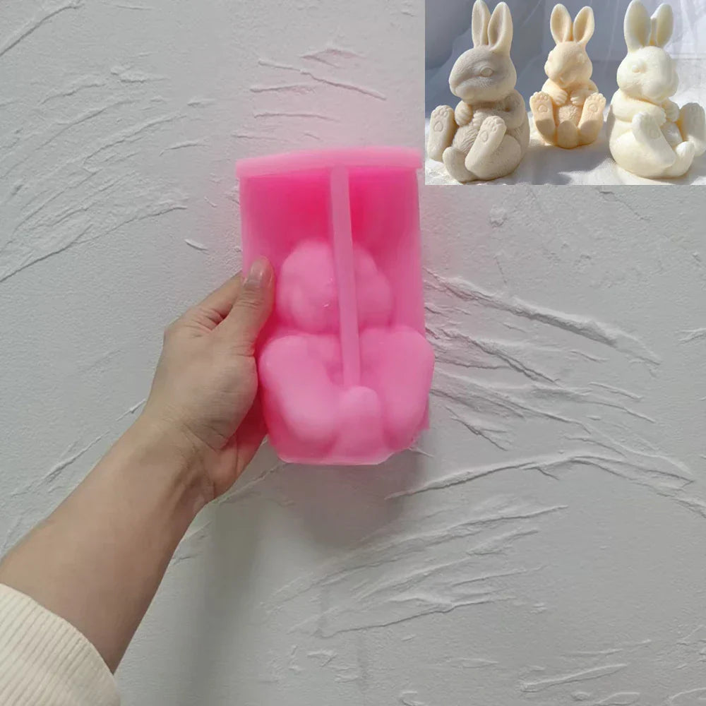3D Sitting Bunny Silicone Candle Mould