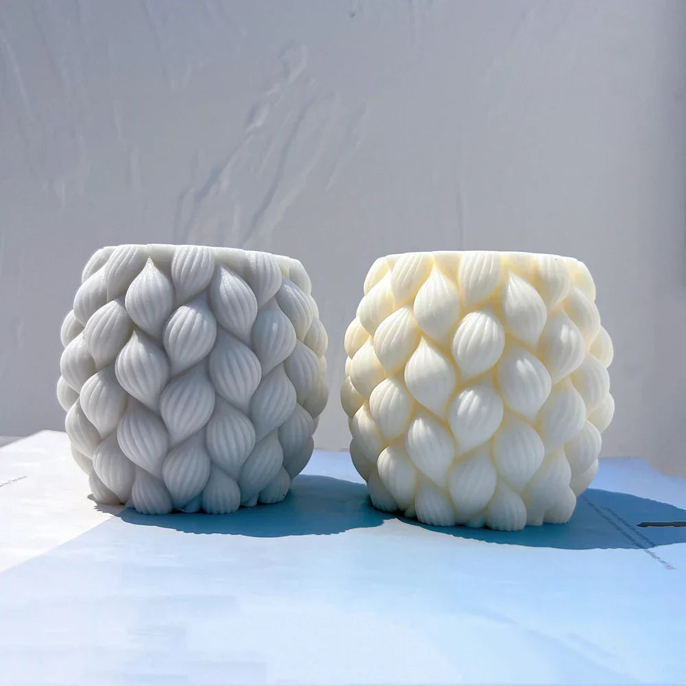 Ribbed Raindrop Column Candle Mould