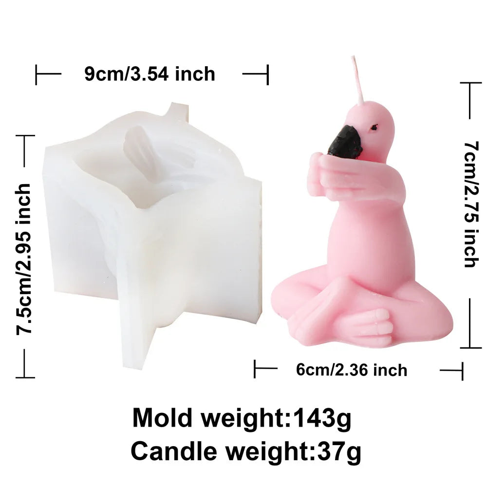 3D Flamingo Silicone Candle Mould for Cute Bird Crafts