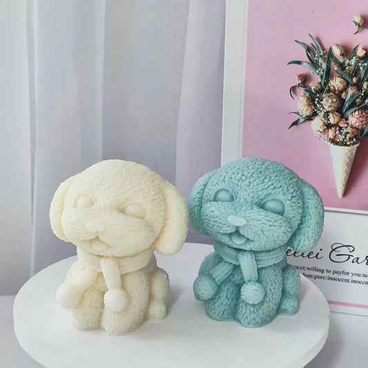Adorable Scarf Wearing Dog Candle Mould