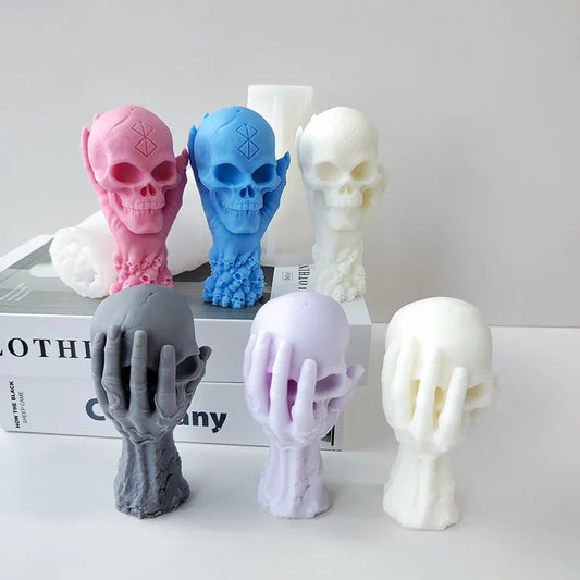 Large Hand Held Skull Candle Mould for Halloween DIY