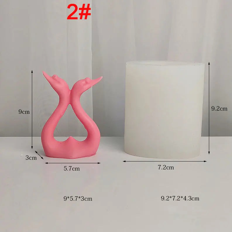 Swan Love and fidelity and Sika Deer Elk Antler Silicone Candle Mould