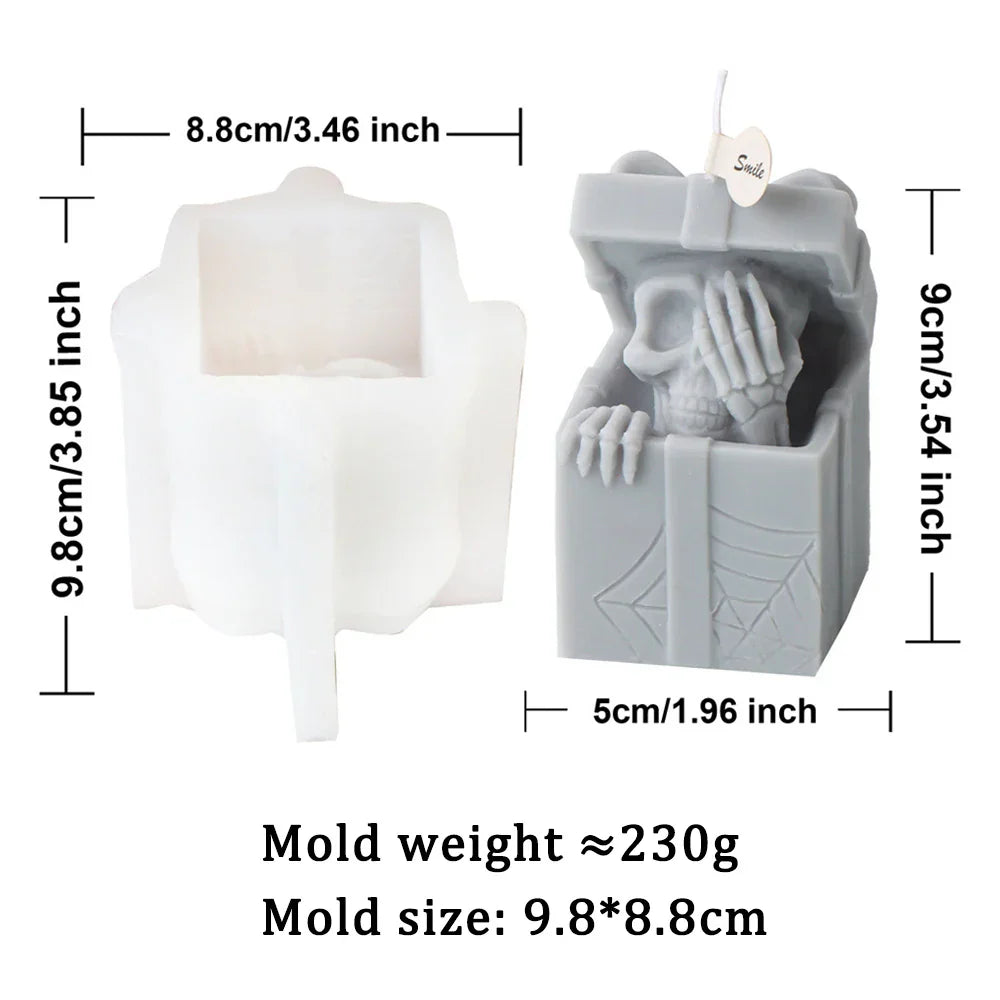 Skull Head Gift Box Candle Silicone Mould