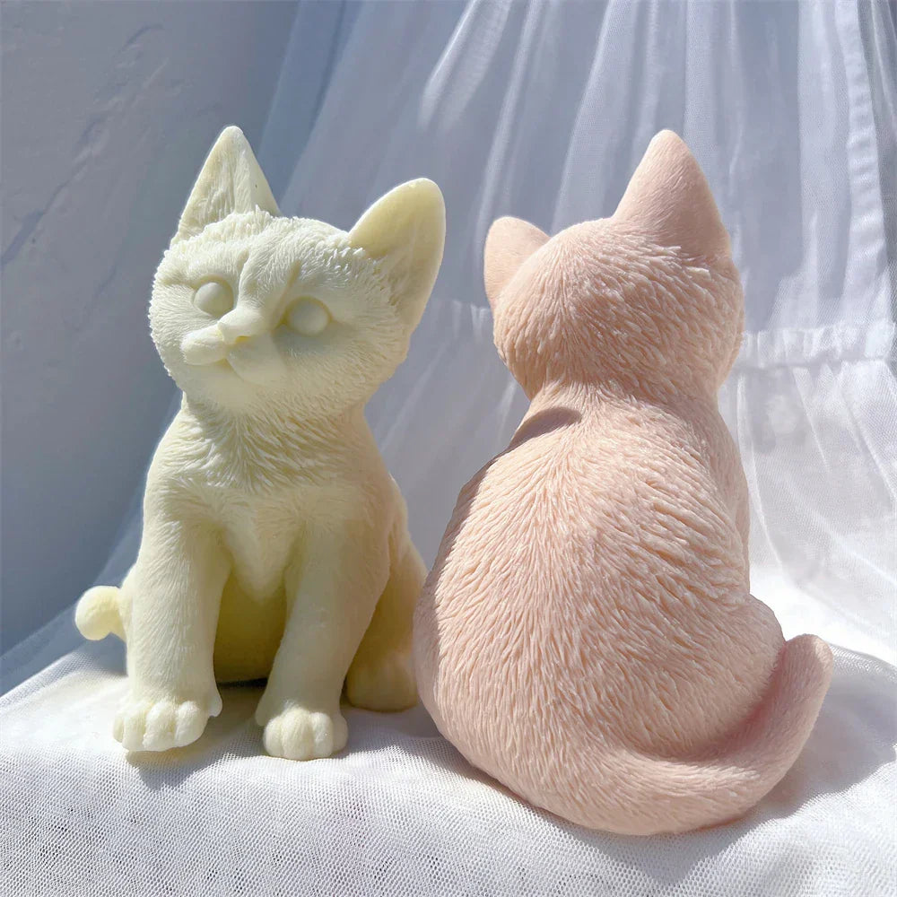 Sitting Tabby Cat Candle Silicone Mould