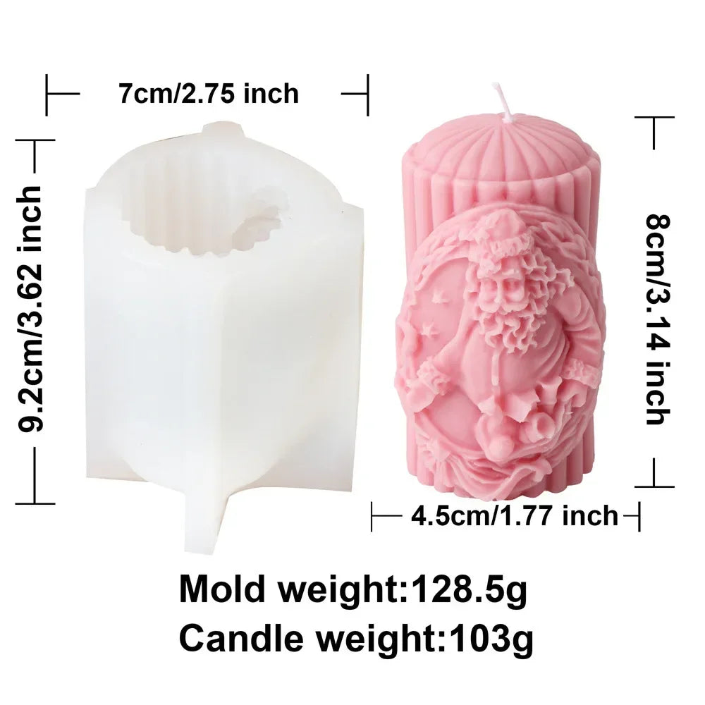 Christmas Cylindrical Candle Silicone Mould - Santa 2