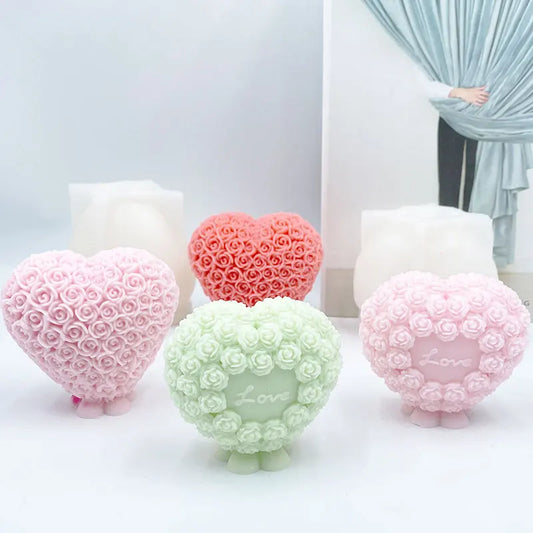 Rose Heart Shaped Candle Mould Silicone