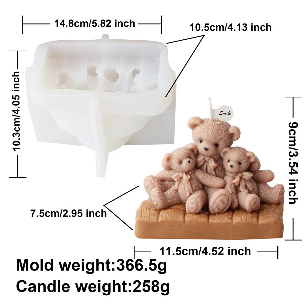 Bear Family Candle Mould