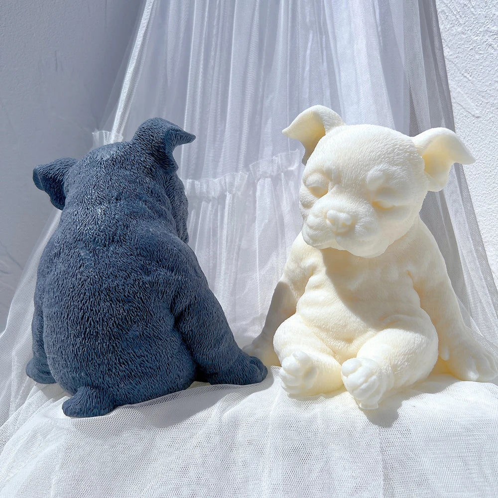 Sitting Sleeping Boston Terrier Puppy Candle Mould