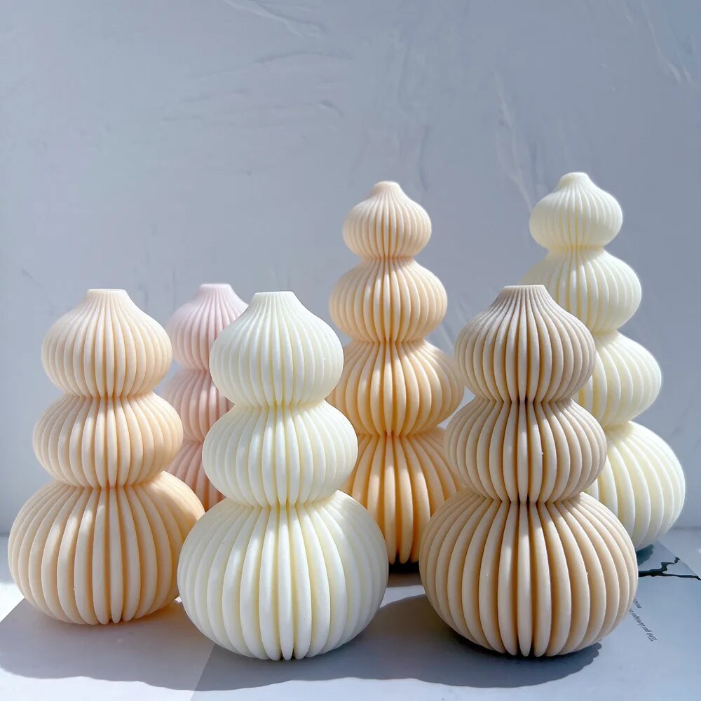 Ball Ribbed Christmas Tree Candle Moulds