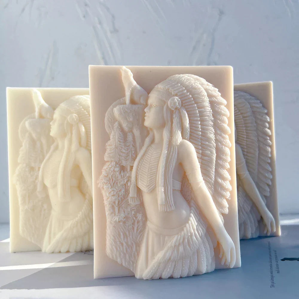 Ameican Indian Hunter Woman Candle Mould