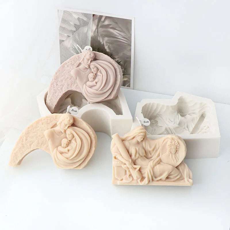 Jesus Family Statue Candle Silicone Mould