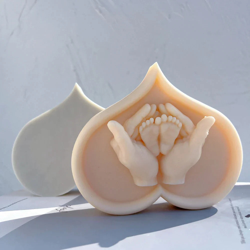 Cherished Baby Feet in Hands Candle Mould