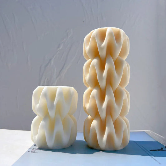 2 Sizes Wave Pillar Swirl Candle Mould