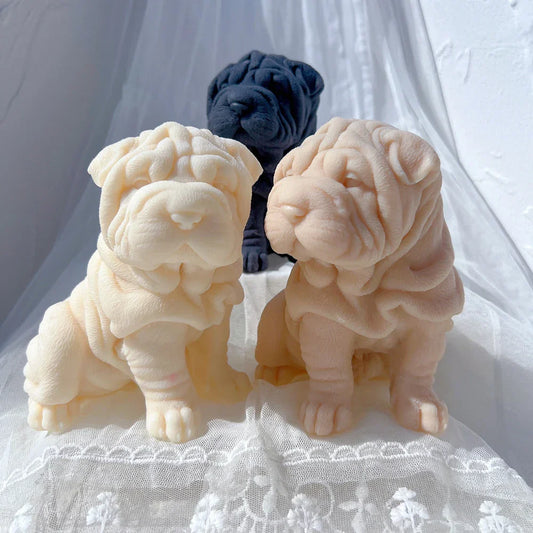 Shar Pei Dog Puppy Silcione Candle Mould