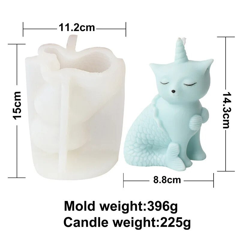 Mermaid Unicorn Cat Candle Mould