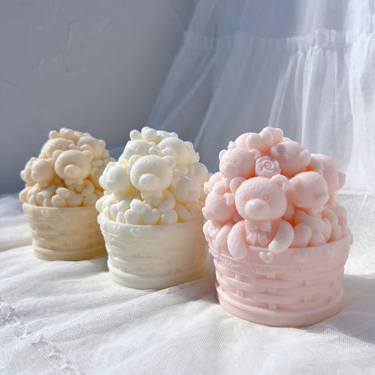 Cute Bear Basket Candle Mould