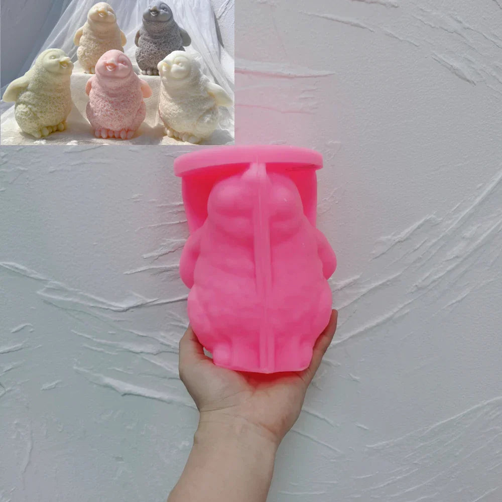 Cute Penguin Statue Candle Mould