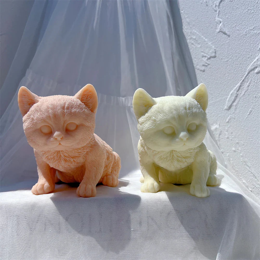 Kitten Sitting Statue Silicone Candle Mould