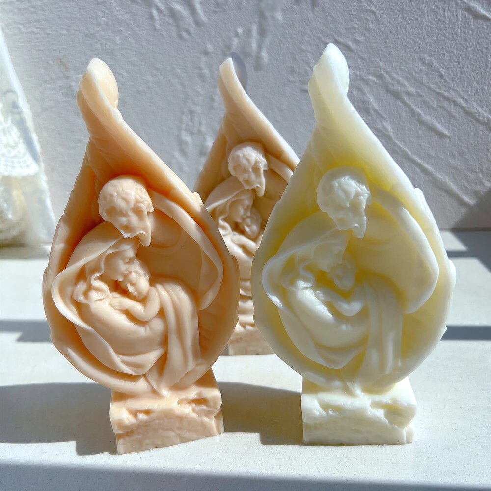 Holy Family in Angel Wings Candle Mould