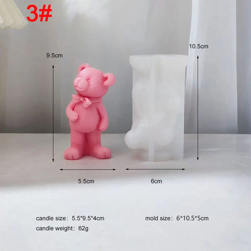 Bowtie Bear Family Candle Mould