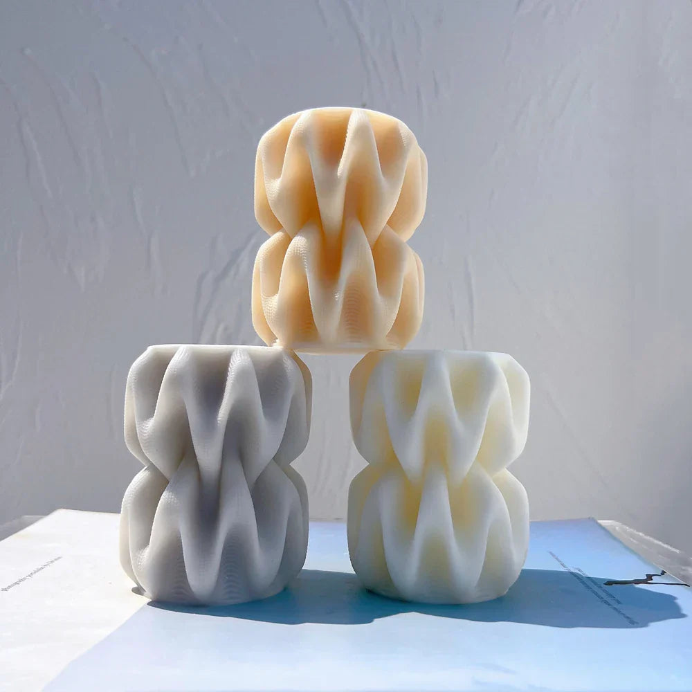 2 Sizes Wave Pillar Swirl Candle Mould