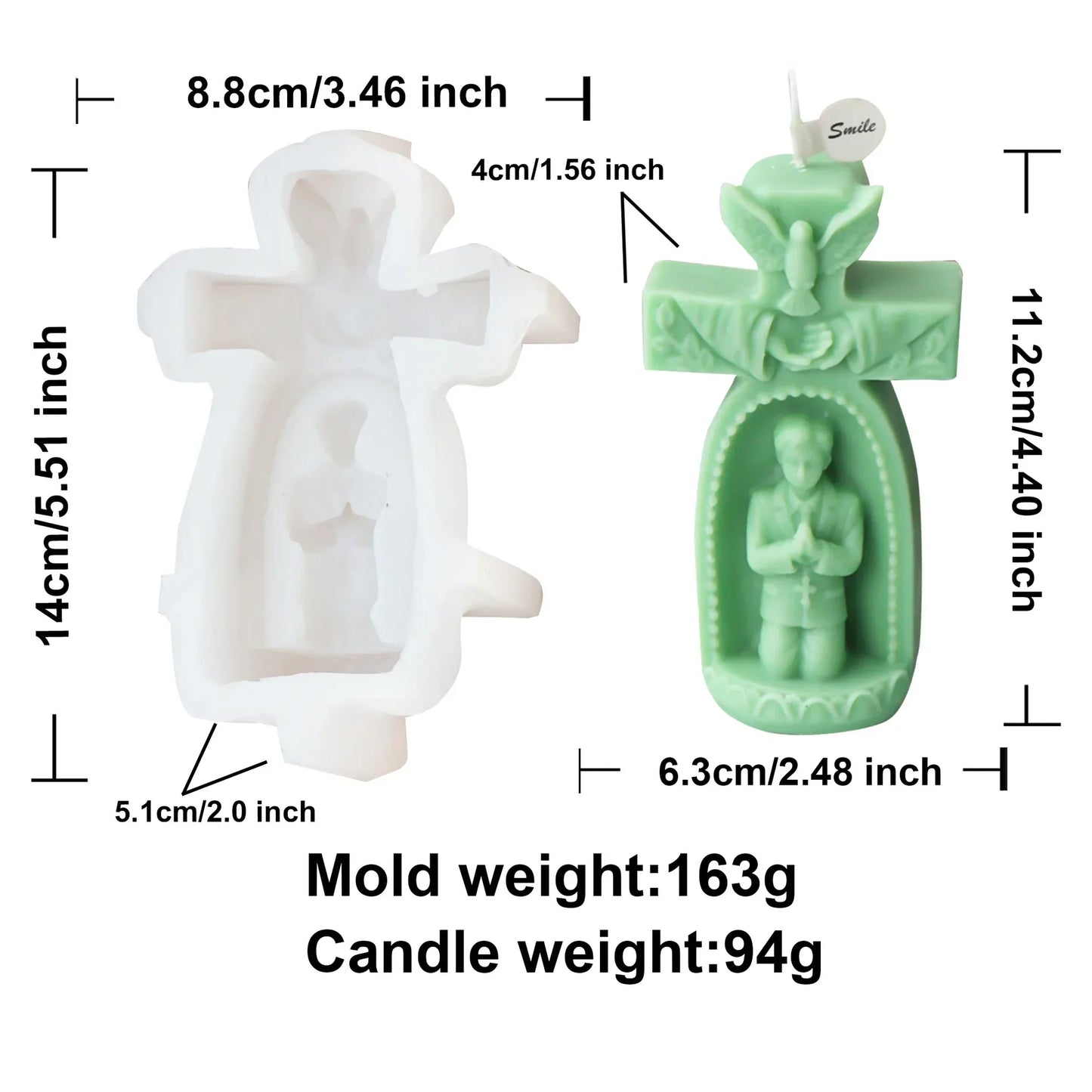 Cross Angel Boy and Girl Church Candle Mould