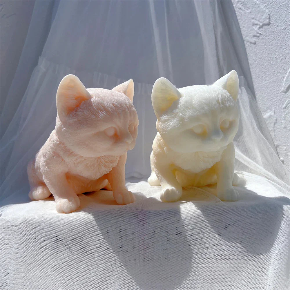 Kitten Sitting Statue Silicone Candle Mould