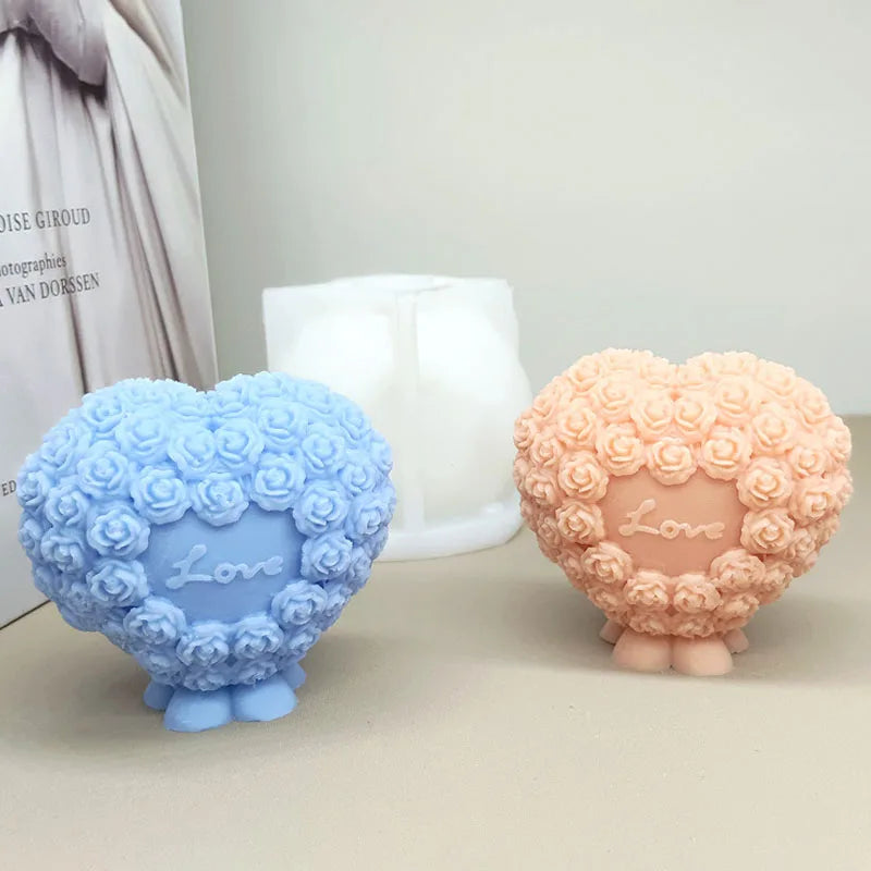 Rose Heart Shaped Candle Mould Silicone