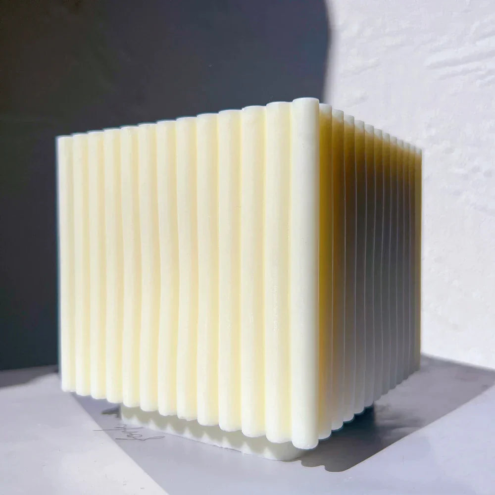 Big Size Ribbed Square Cube Candle Mould