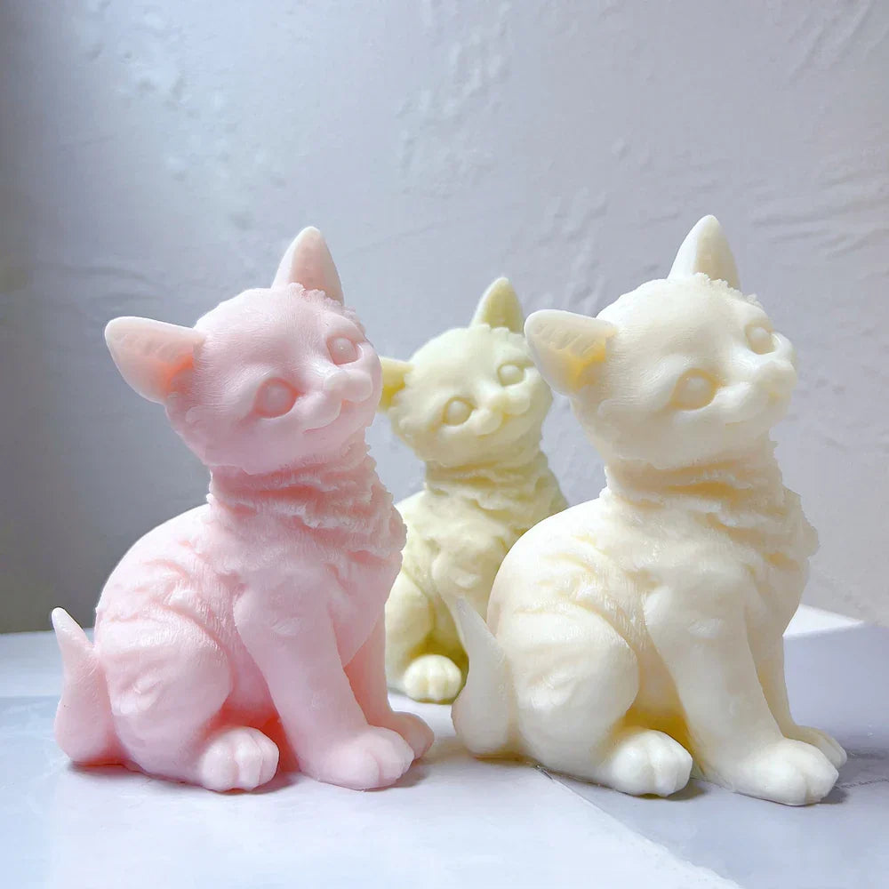 Sitting Cute Cat Silicone Candle Mould
