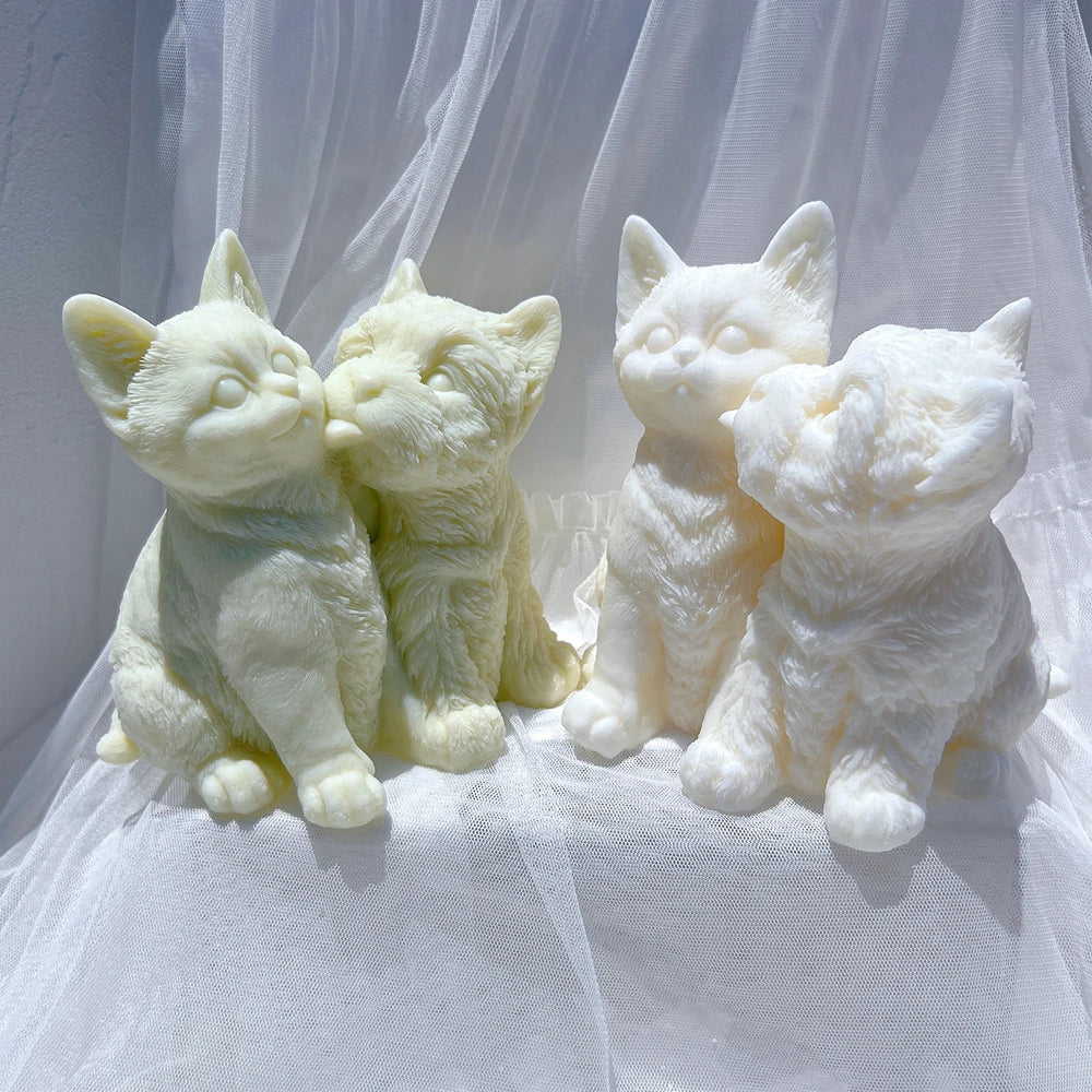 Dog Kiss Cat Candle Silicone Mould